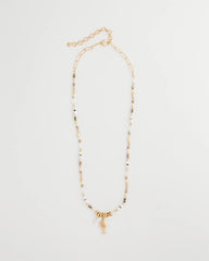 Chico's | Coral Jade Stone Charm Necklace/ Neutral