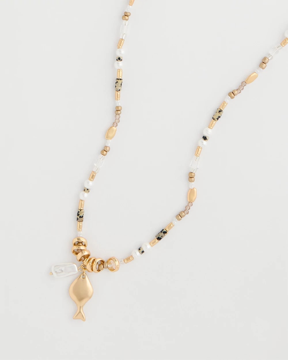 Chico's | Coral Jade Stone Charm Necklace/ Neutral