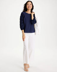 Chico's | Star Cutout 3/4 Sleeved Tee/ Passport Blue