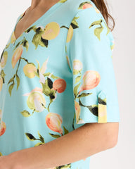Chico's | Pima Printed Elbow-Sleeve Tee/ Bondi Blue