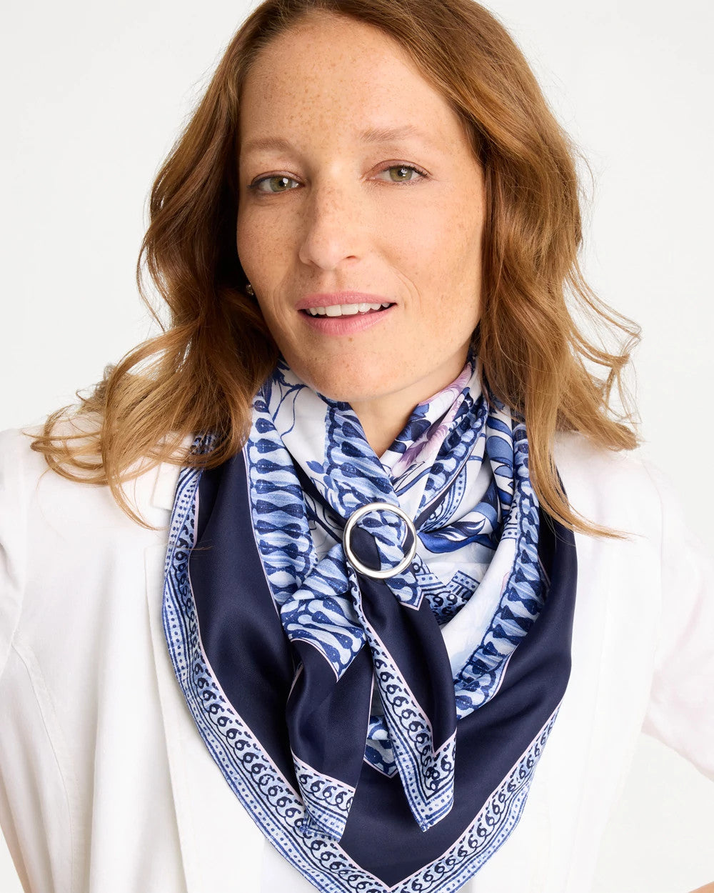 Chico's | Silvertone Scarf Ring/ Silver