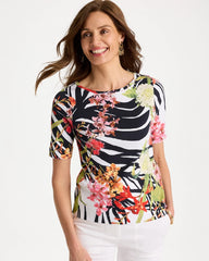 Chico's | Pima Cotton Elbow-Sleeve Tee/ Black