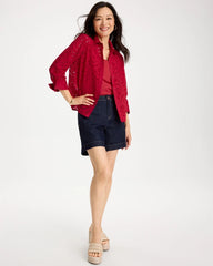 Chico's | Eyelet Collared Shirt/ Cherry Lush