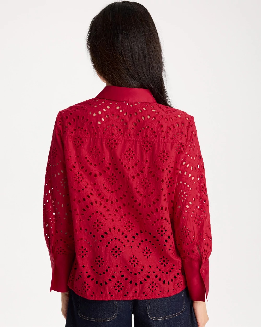 Chico's | Eyelet Collared Shirt/ Cherry Lush