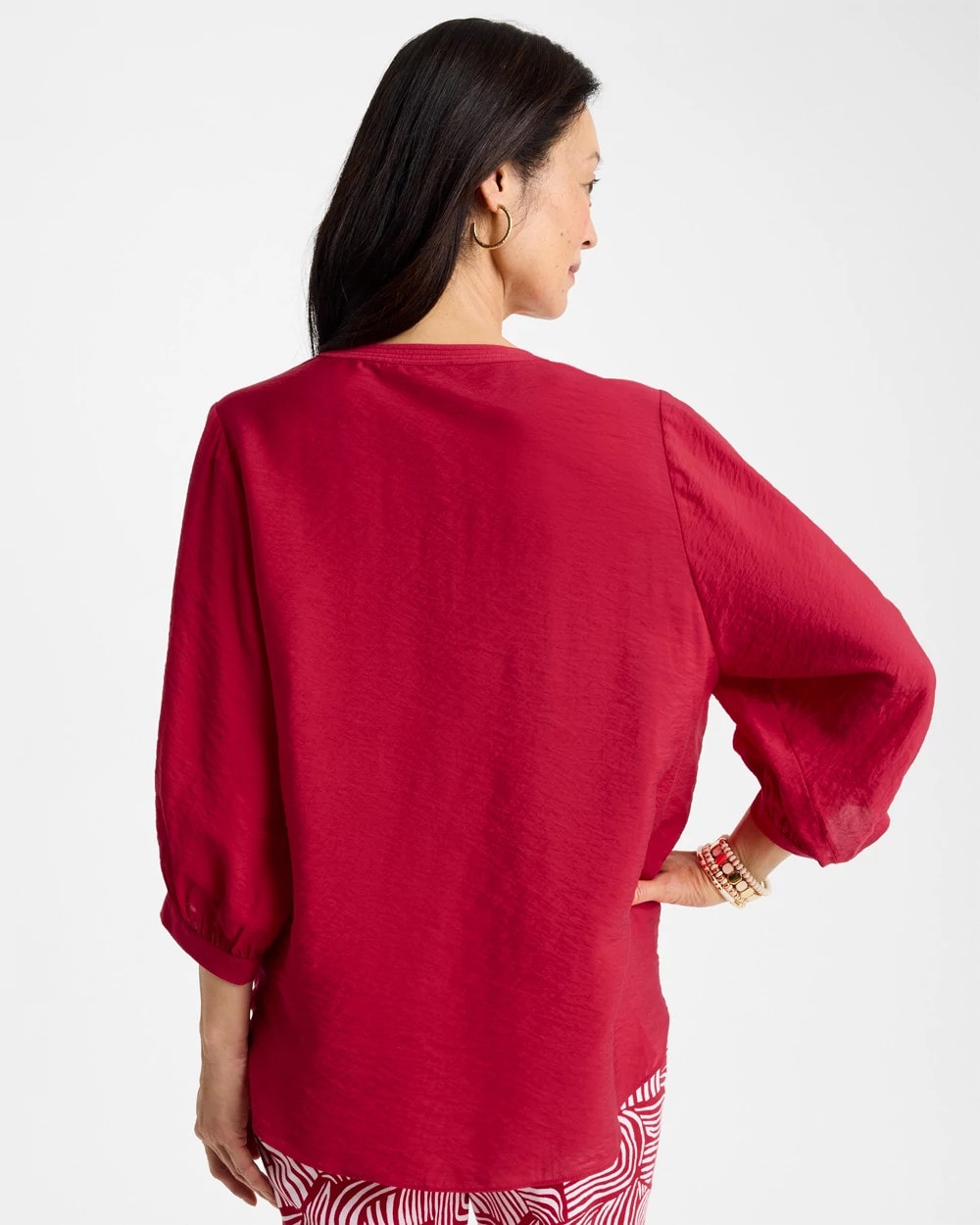 Chico's | Tie-Front Top/ Cherry Lush