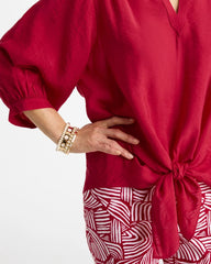 Chico's | Tie-Front Top/ Cherry Lush