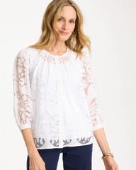 Chico's | Lace Burnout Blouse/ Alabaster