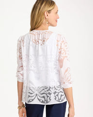 Chico's | Lace Burnout Blouse/ Alabaster