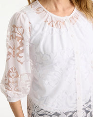 Chico's | Lace Burnout Blouse/ Alabaster