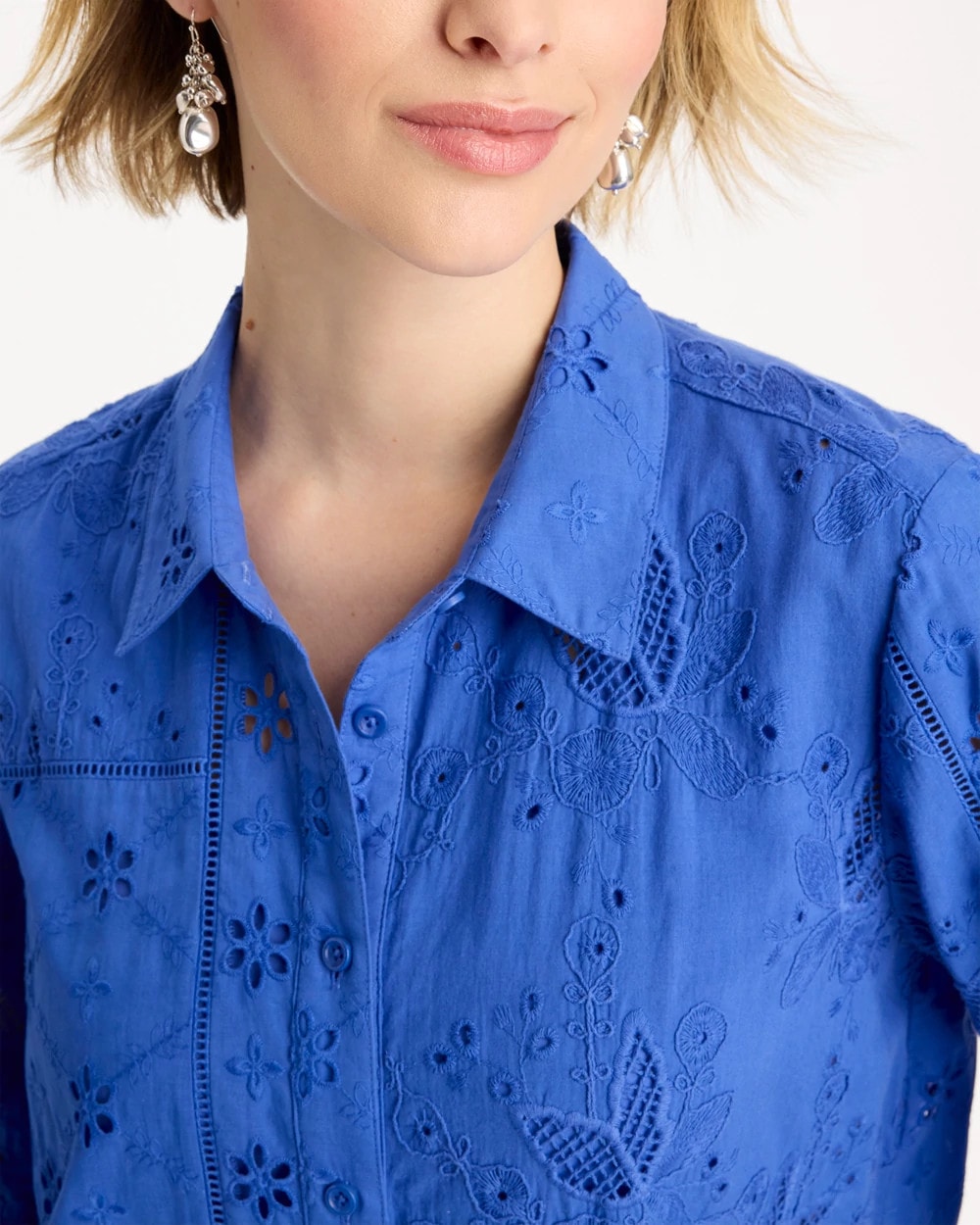 Chico's | Embroidered Trapunto-Trim Tunic/ Amparo Blue