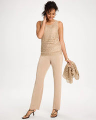 Chico's | Travelers™ Metallic Crochet Sweater Tank/ Gold