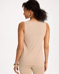 Chico's | Travelers™ Metallic Crochet Sweater Tank/ Gold