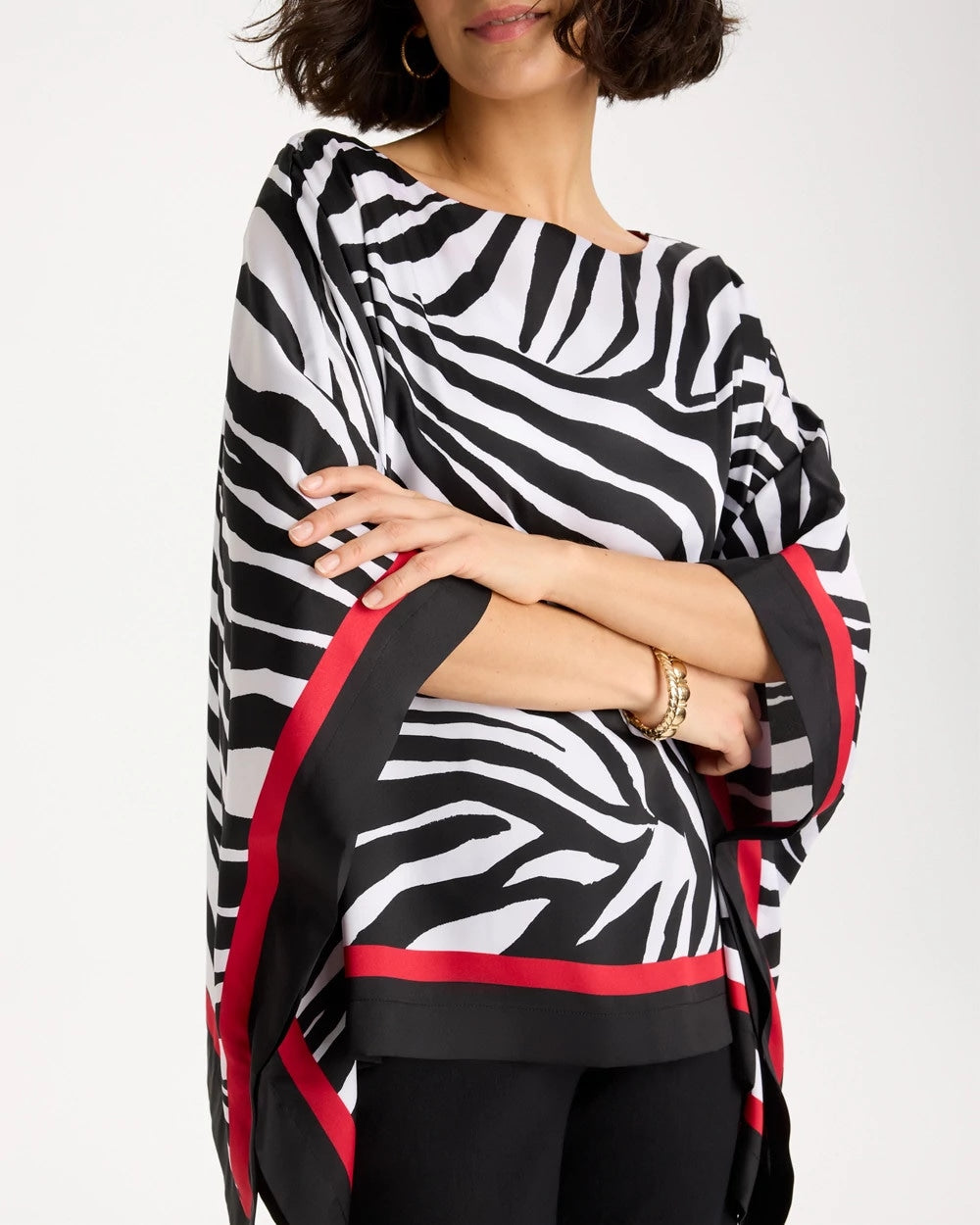 Chico's | Woven Animal Print Poncho/ Black