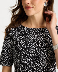 Chico's | Printed Pima Elbow Sleeve Tee/ Black