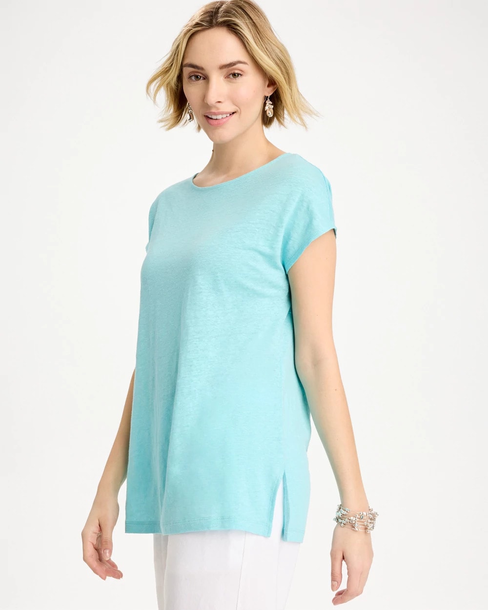 Chico's | Linen Dolman Tee/ Bondi Blue