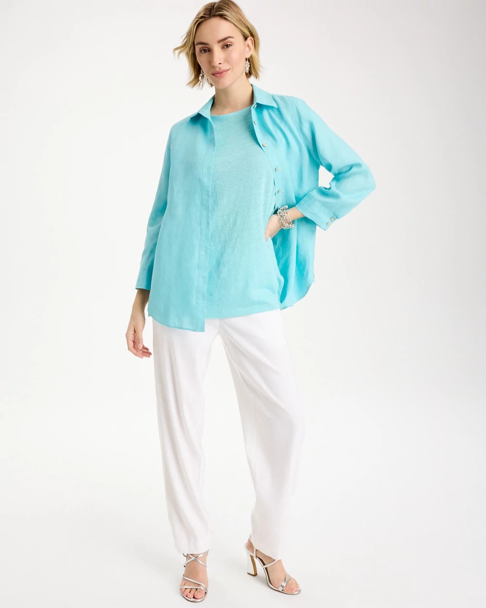 Chico's | Linen Dolman Tee/ Bondi Blue