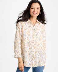 Chico's | No Iron™ Linen Animal Print Shirt/ Mocha Mousse