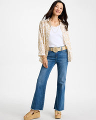 Chico's | No Iron™ Linen Animal Print Shirt/ Mocha Mousse