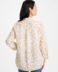 Chico's | No Iron™ Linen Animal Print Shirt/ Mocha Mousse