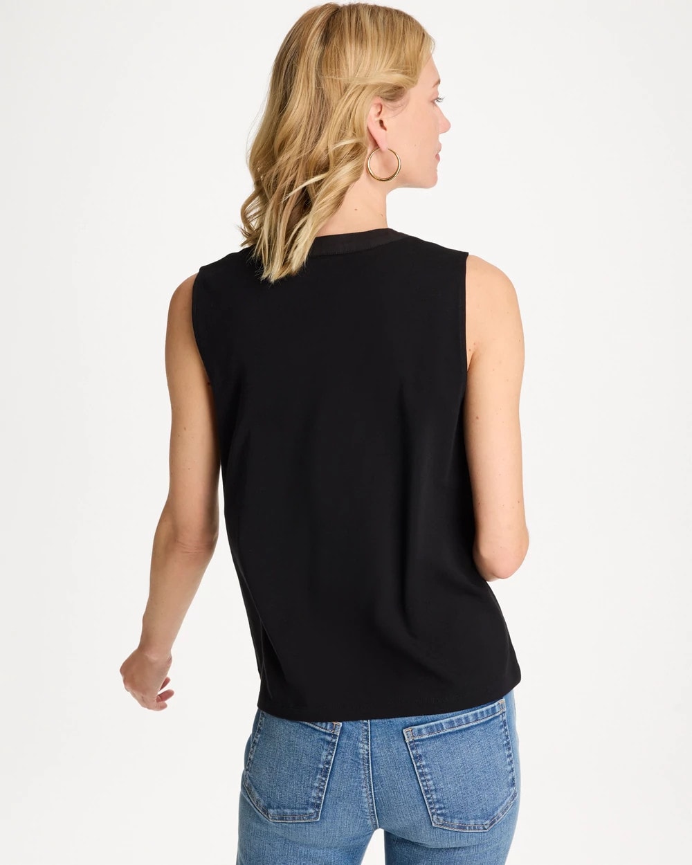 Chico's | Cotton-Stretch Notch Neck Tank/ Black