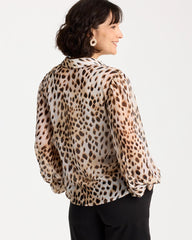 Chico's | Georgette Animal Print Blouse/ Black