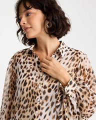 Chico's | Georgette Animal Print Blouse/ Black
