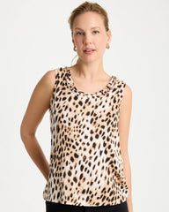 Chico's | Animal Print Jersey Satin Tank Top/ Black