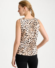 Chico's | Animal Print Jersey Satin Tank Top/ Black