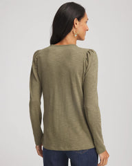Chico's | Slub Puff-Sleeve Tee/ Nettle Leaf