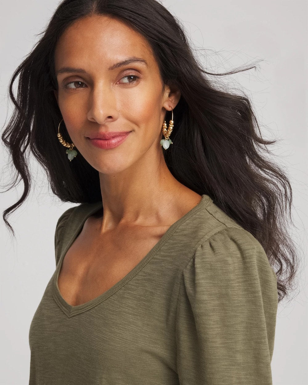Chico's | Slub Puff-Sleeve Tee/ Nettle Leaf