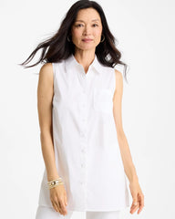 Chico's | Poplin Cotton Collared Tunic/ Alabaster