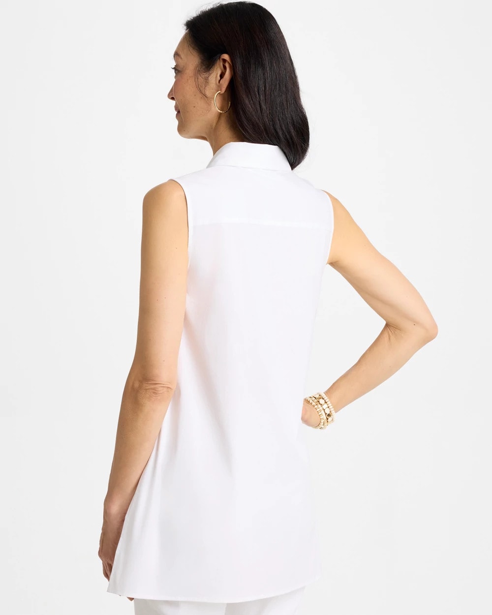 Chico's | Poplin Cotton Collared Tunic/ Alabaster
