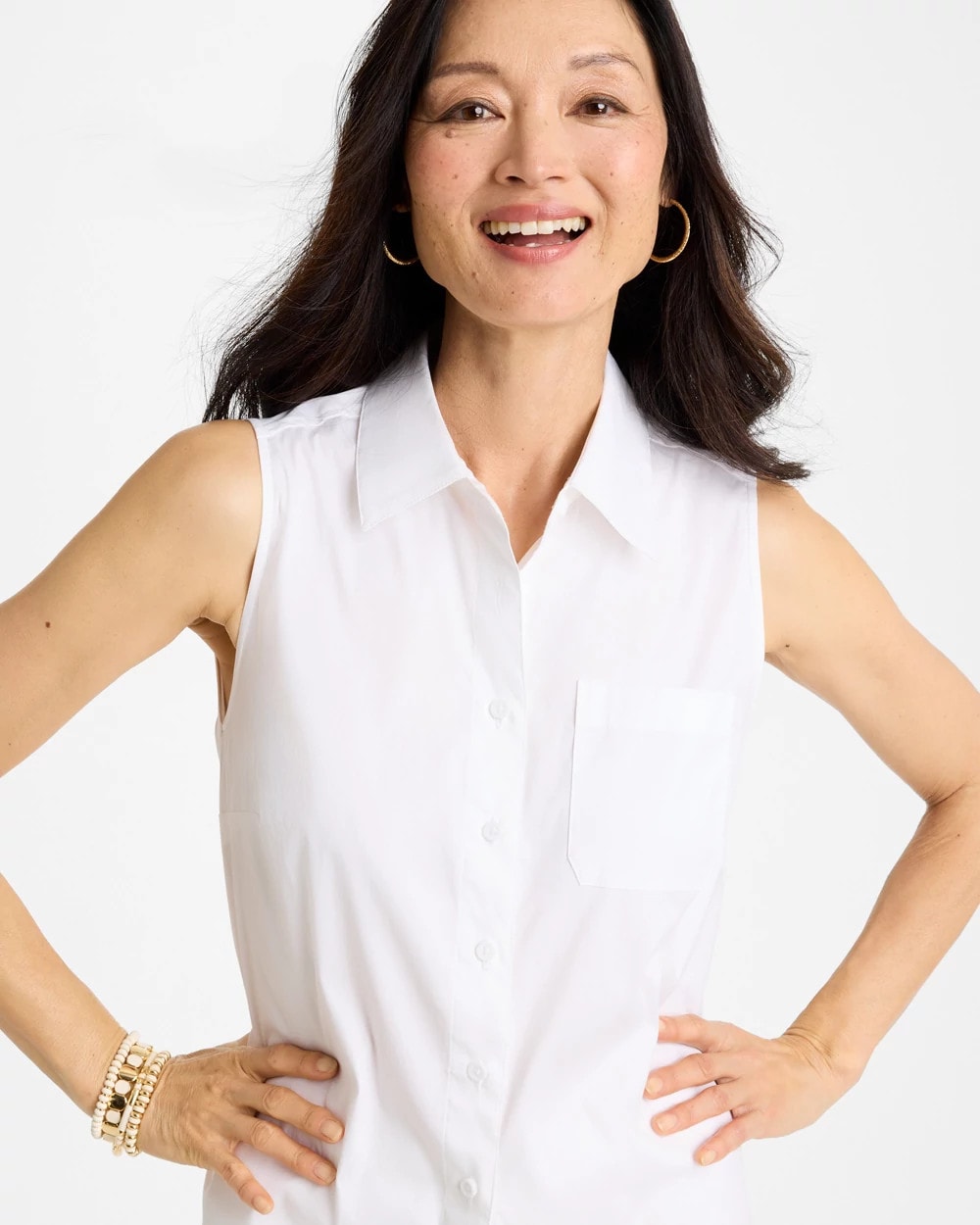 Chico's | Poplin Cotton Collared Tunic/ Alabaster