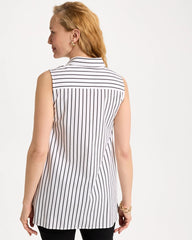 Chico's | Poplin Cotton Collared Striped Tunic/ Black