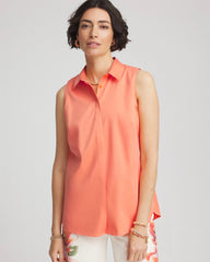 Chico's | No Iron™ Sleeveless Sateen-Stretch Shirt/ Sunset Peach