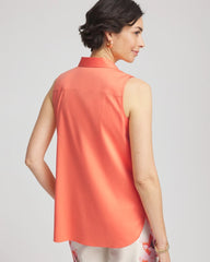 Chico's | No Iron™ Sleeveless Sateen-Stretch Shirt/ Sunset Peach