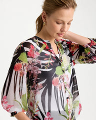 Chico's | Georgette Lightweight Printed Blouse/ Cherry Lush