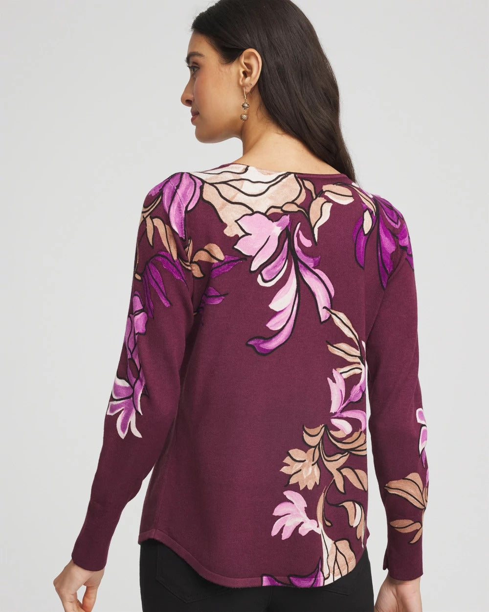 Chico's | Ella V-Neck Artisanal Pullover Sweater/ Deep Chianti