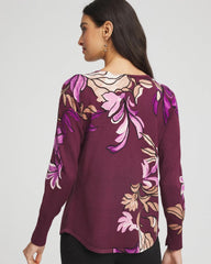 Chico's | Ella V-Neck Artisanal Pullover Sweater/ Deep Chianti