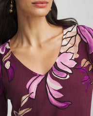 Chico's | Ella V-Neck Artisanal Pullover Sweater/ Deep Chianti