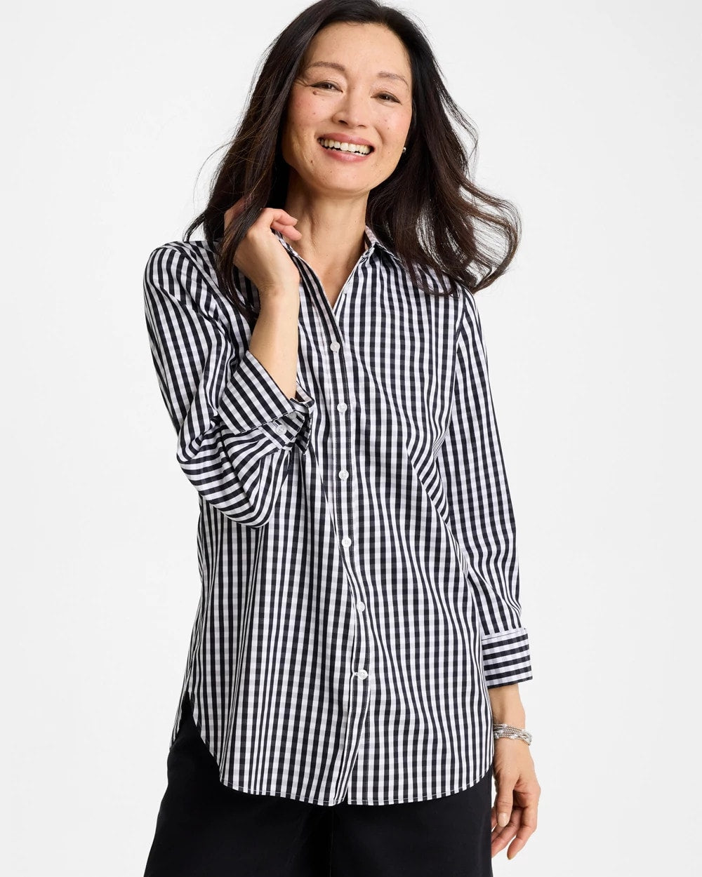 Chico's | No Iron™ Stretch Gingham Shirt/ Black