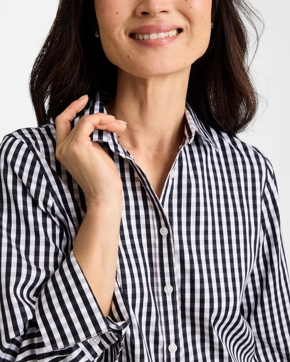 Chico's | No Iron™ Stretch Gingham Shirt/ Black
