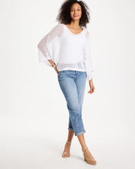 Chico's | V-Neck Metallic Knit Poncho/ Alabaster