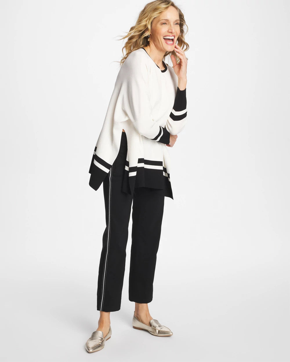 Chico's | Brigitte™ Piped Straight Cropped Pants/ Black