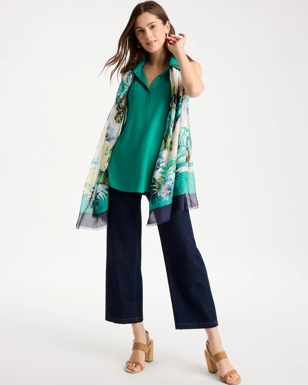 Chico's | Collared Tunic Tank/ Topanga Green