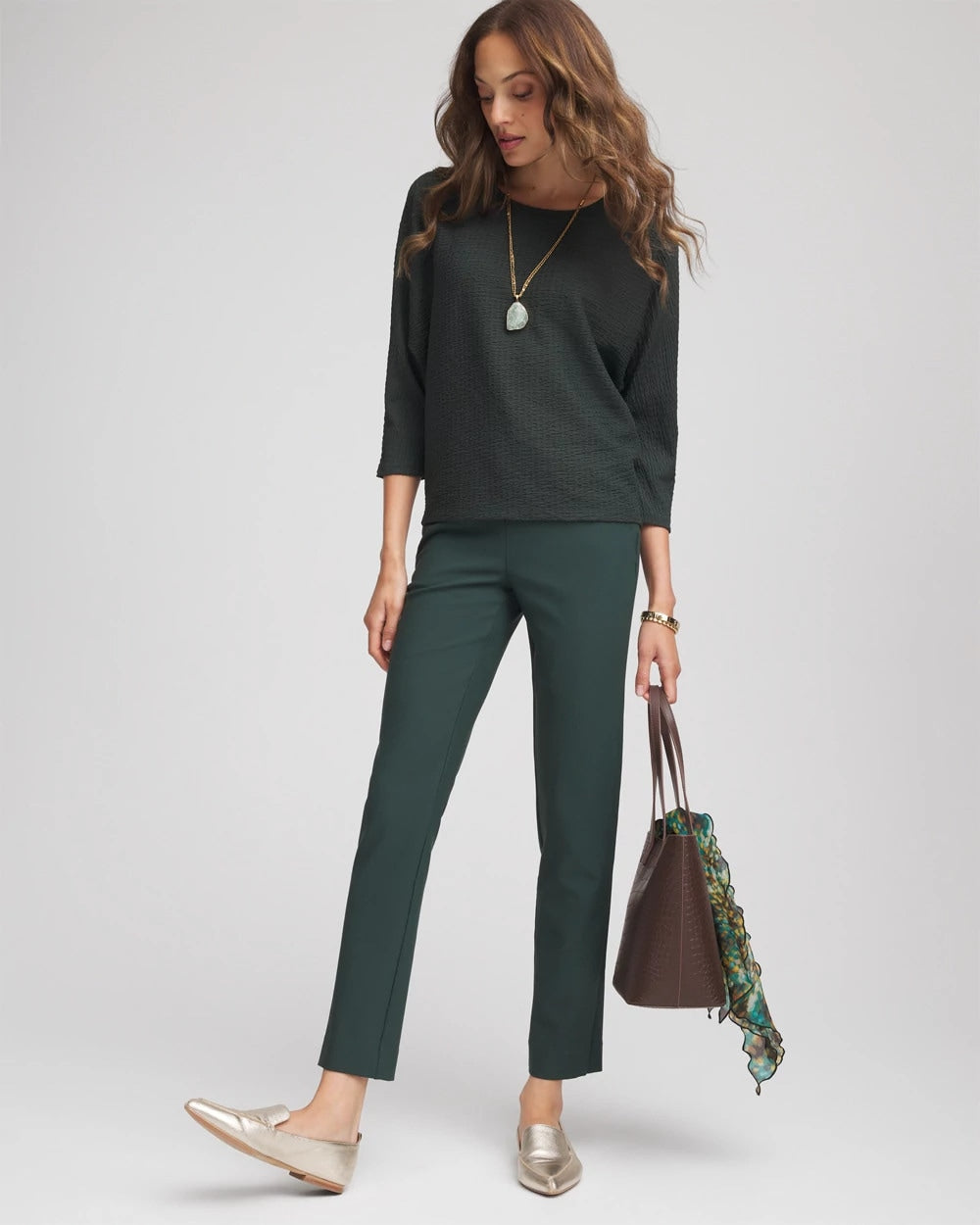 Chico's | Lightweight Juliet Straight Ankle Pants/ Darkest Spruce