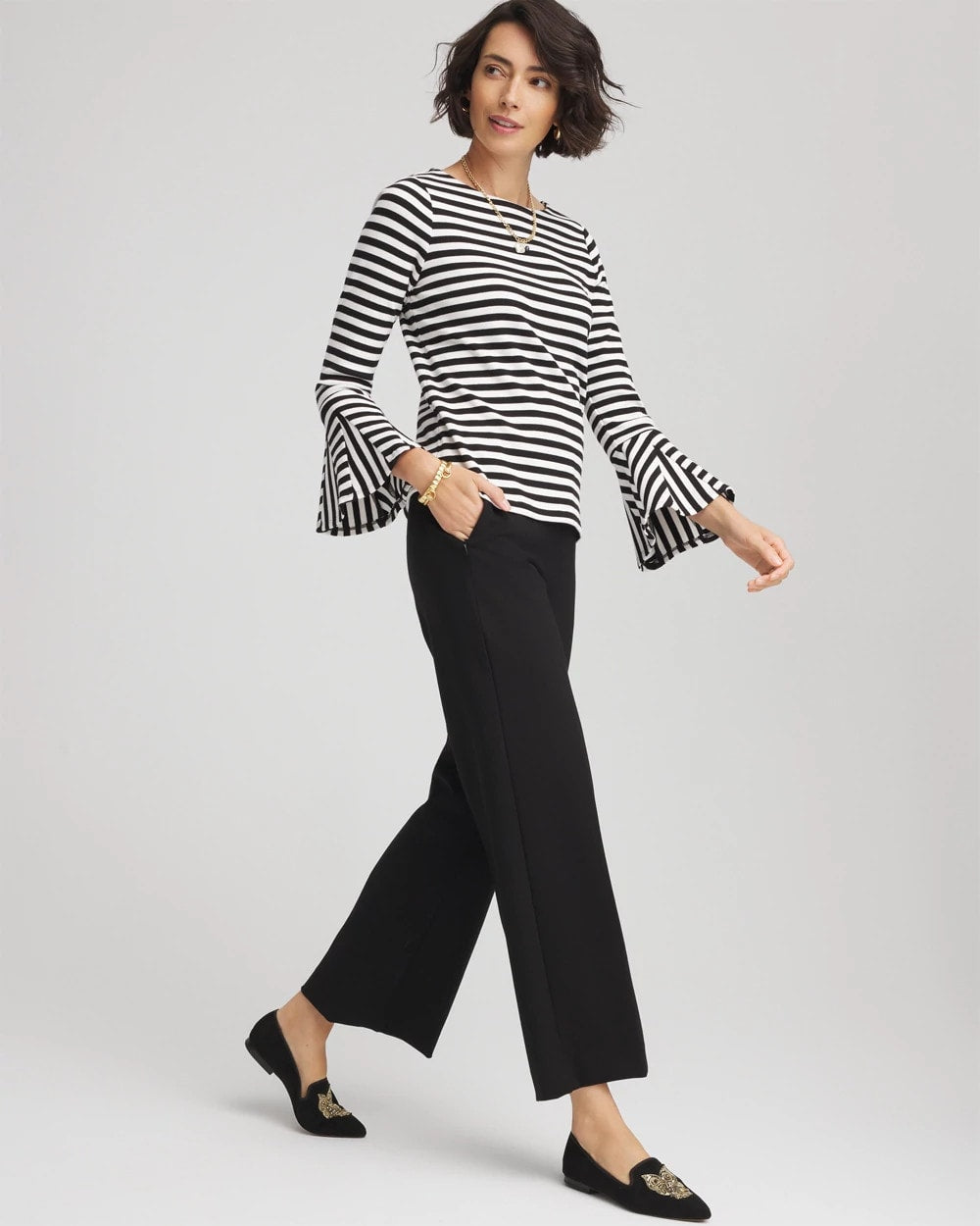 Chico's | Juliet Slim Wide-Leg Cropped Pants/ Black