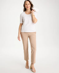Chico's | Sequin Embroidered Floral Tee/ Alabaster