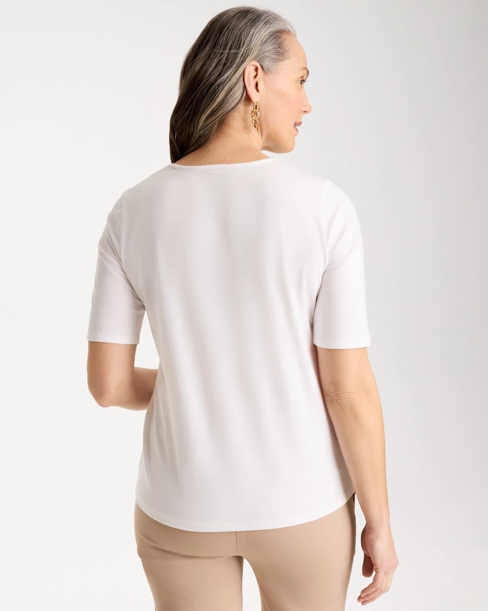 Chico's | Sequin Embroidered Floral Tee/ Alabaster