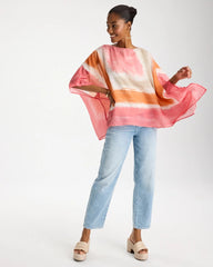 Chico's | Printed Poncho/ Coral